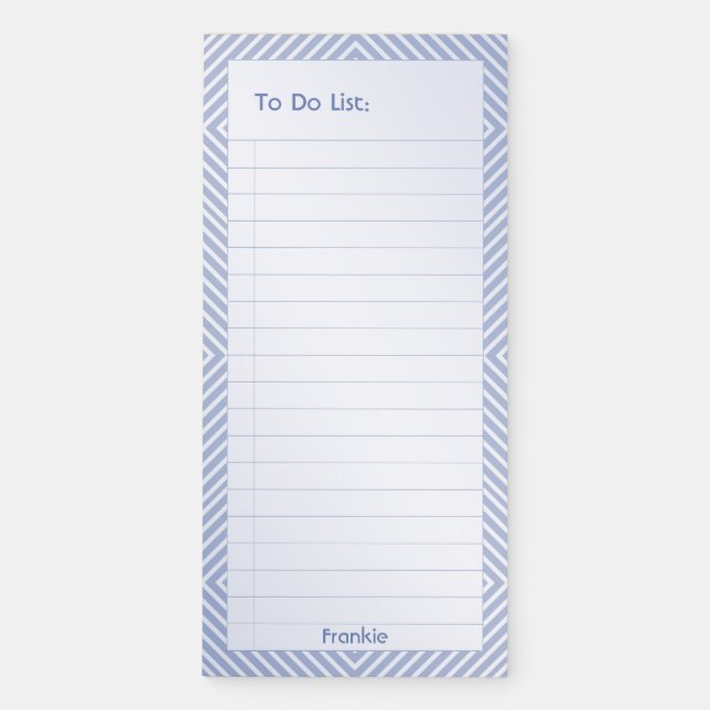 To Do List:  Blue and White  Geometric Triangles Magnetic Notepad (Front)