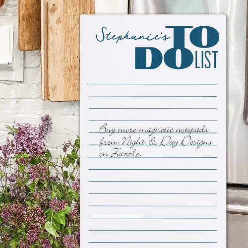 To Do List Blue Typography Magnetic Notepad