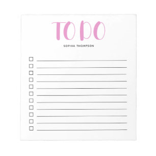 To Do List Bold Script Pink Notepad