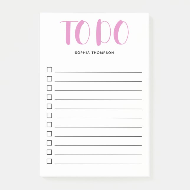 To Do List Bold Script Pink Notes (Front)