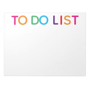 To Do List Bright Multicolor Block Print Notepad