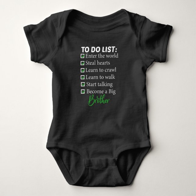 To Do List,Brother gift Baby Bodysuit (Front)