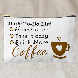 To-do list coffee lovers white brown accessory pouch