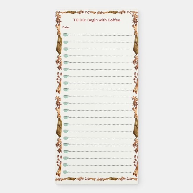 TO DO LIST: Coffee Motif Magnetic Notepad