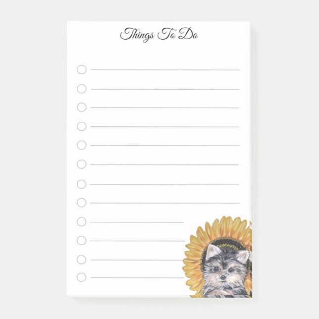 To Do List & Cute Dog with Sunflower Notes (Front)