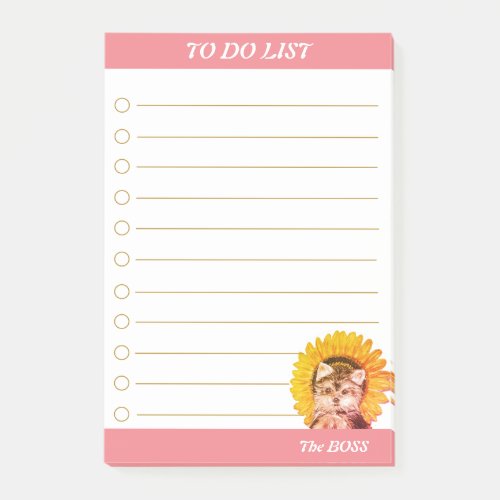 To Do List  Cute Dog with Sunflower Post_it Notes