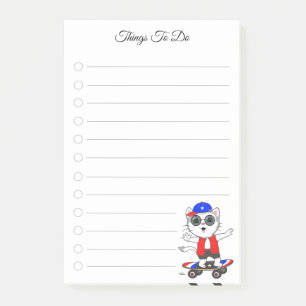 To Do List & Cute Skater Cat Post-it Notes