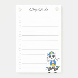 To Do List & Cute Skater Cat Post-it Notes