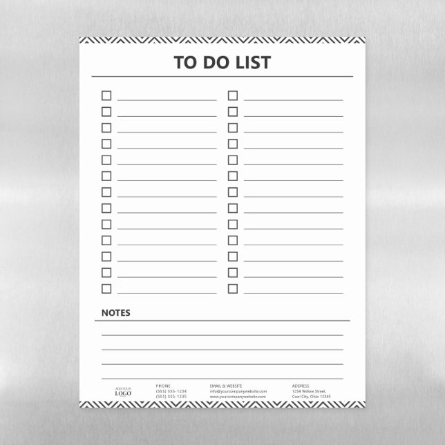 To Do List Daily Planner Checklist Business Logo Magnetic Dry Erase Sheet (Vertical)