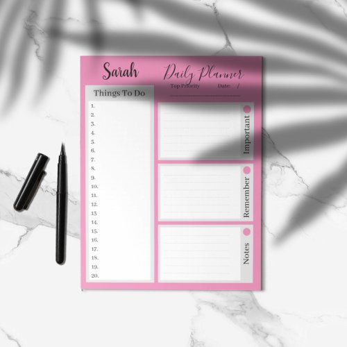 To do list daily planner pink minimalist notepad