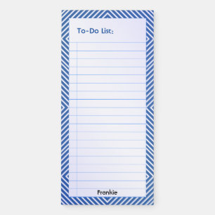 To-Do List Deep Blue/White Geometric Lines Pattern Magnetic Notepad