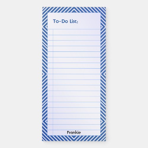 To_Do List Deep BlueWhite Geometric Lines Pattern Magnetic Notepad