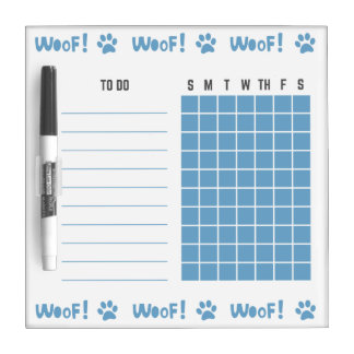 To Do List , Dog Chore Chart, Blue Dry Erase Board