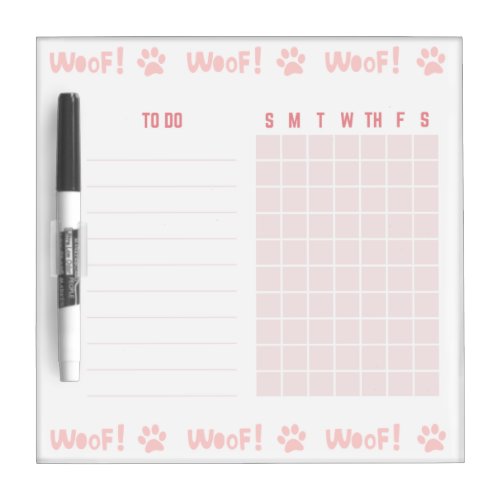 To Do List  Dog Chore Chart Pink Dry Erase Board