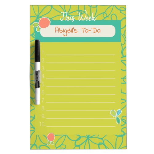To_Do List Doodled Flower Dry Ease Board