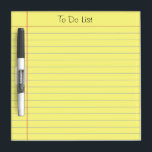 To Do List Dry-Erase Board<br><div class="desc">Old school yellow ruled note paper graphic. Classic look that can be used for a grocery list, reminder list or to do list. This is a photo image of ruled note paper, not the real thing. Text at the top is fully customizable.</div>
