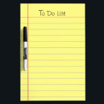 To Do List Dry-Erase Board<br><div class="desc">Old school yellow ruled note paper graphic. Classic look that can be used for a grocery list, reminder list or to do list. This is a photo image of ruled note paper, not the real thing. Text at the top is fully customizable. One of Zazzle's best selling dry erase boards....</div>