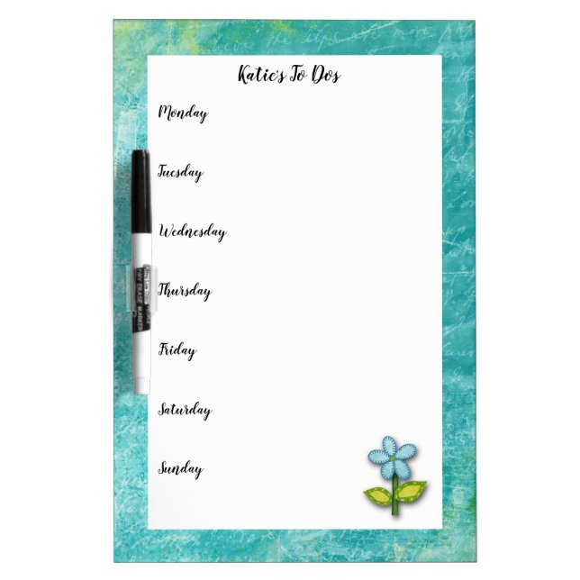 To Do List Dry Erase Board with Days of the Week (Front)