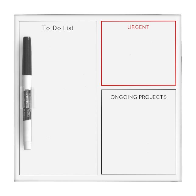To-Do List Dry Erase White Board & Custom Sections (Front)