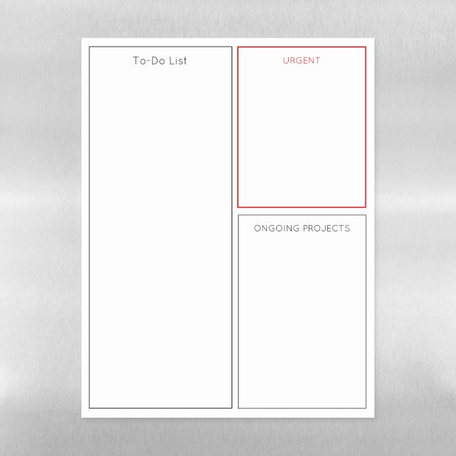 To-Do List Dry Erase White Board & Custom Sections (Vertical)