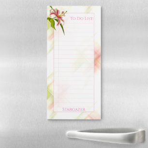 To Do List: Elegant Stargazer Lily Floral Photo Magnetic Notepad