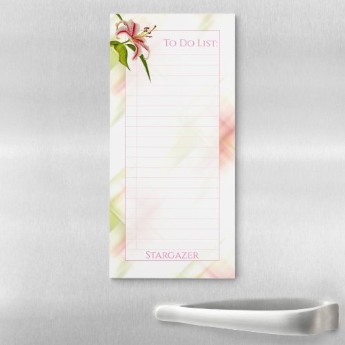 To Do List Elegant Stargazer Lily Floral Photo Magnetic Notepad