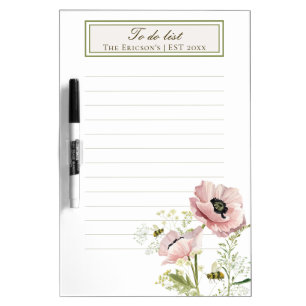 To do list Family name poppies, wildflower, bees Dry Erase Board