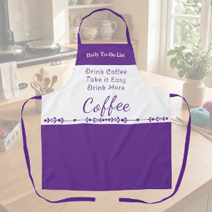 To do list for coffee lovers white purple apron