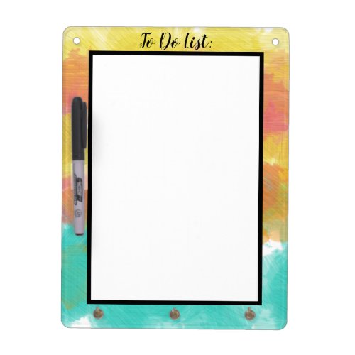 To Do List Frame Pink Yellow Turquoise Watercolor Dry Erase Board