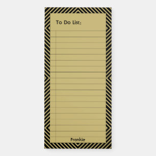 To Do List Gold/Black Geometric Squares Pattern Magnetic Notepad