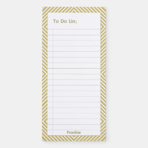 To Do List Gold/White Geometric Squares Pattern Magnetic Notepad