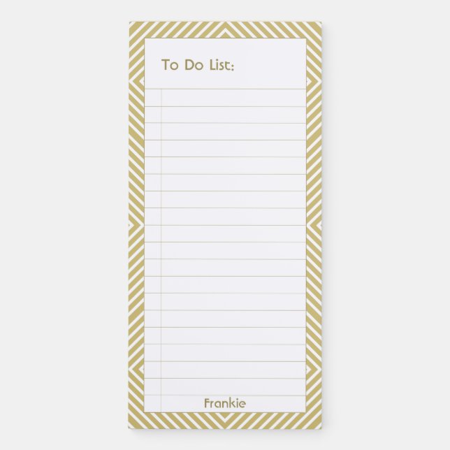 To Do List Gold/White Geometric Squares Pattern Magnetic Notepad (Front)