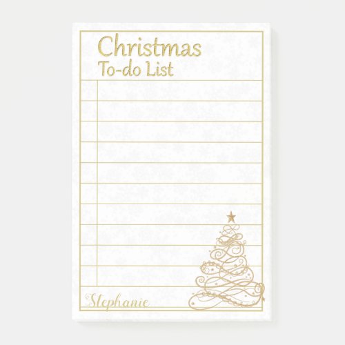 To_Do List  Golden Filigree Christmas Tree Post_it Notes