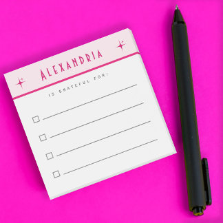 To Do List, Gratitude Checklist Pink Border Post-it Notes