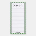 To Do List:  Green/white Gingham Checks Pattern Magnetic Notepad at Zazzle