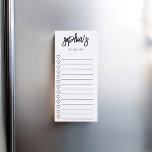 To Do List Hearts Brush Script White Magnetic Notepad<br><div class="desc">Simple To Do List features name in brush script.</div>