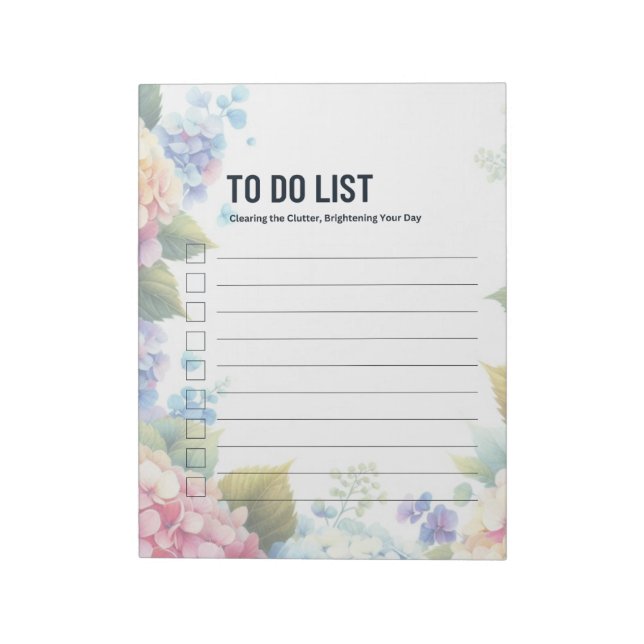 To Do List Hydrangea Pages  Notepad (Rotated)