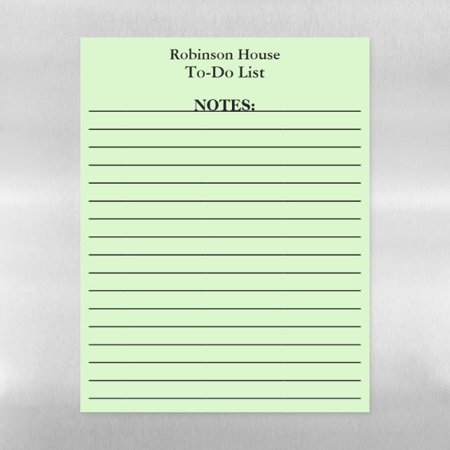 To Do List Lined Green  Magnetic Dry Erase Sheet (Vertical)