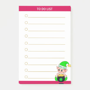 To Do List & lucky cute green elf with gold coins Post-it Notes