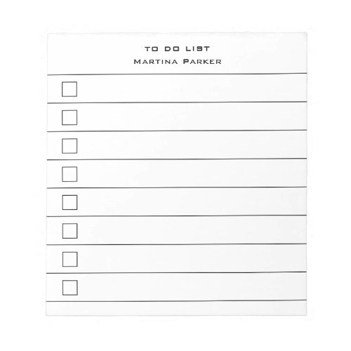 TO DO LIST Minimalist Modern Lined Check Boxes Notepad