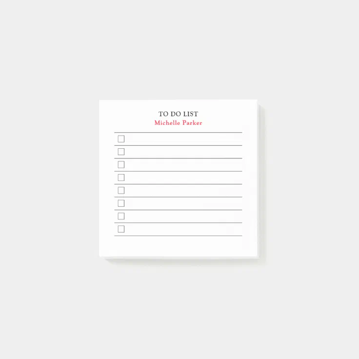TO DO LIST Minimalist Modern Lined Check Boxes Post-it Notes | Zazzle