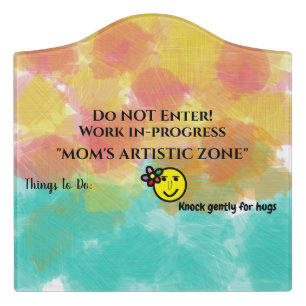 To Do List Mom's Artistic Zone Watercolor Door Sign
