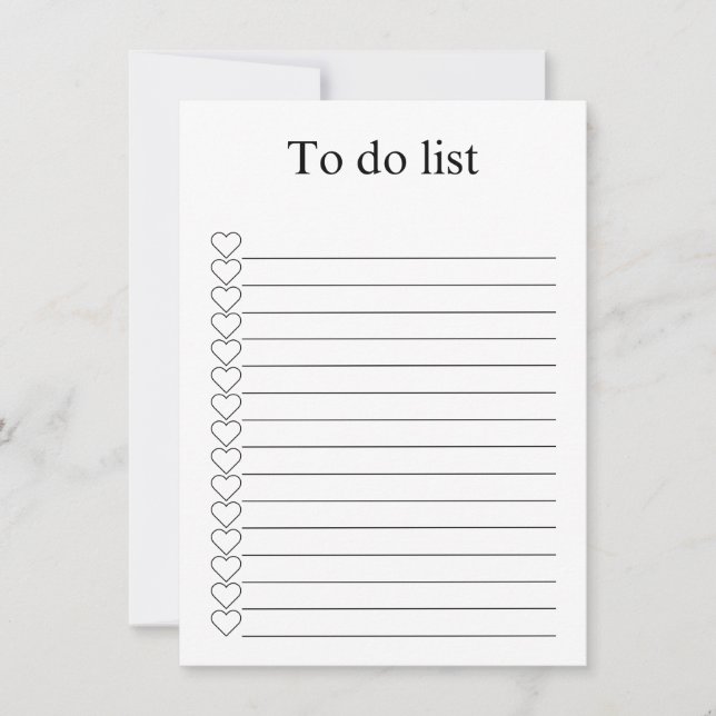 To do list note card (Front)