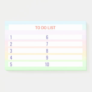 To Do List on Pastel Colors Post-it Notes