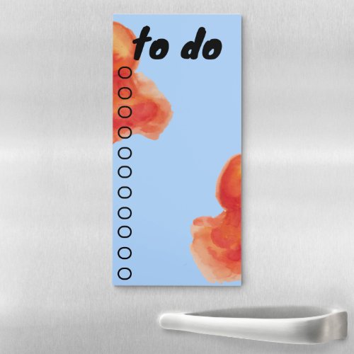 To Do List Orange Watercolor Jellyfish Magnetic Notepad