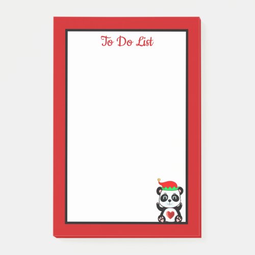 To Do List Panda Bear Elf on Red  White Post_it Notes