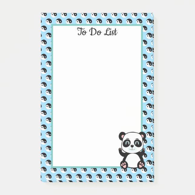 To Do List Panda Bear & Yin Yang Pattern Post-it Notes (Front)