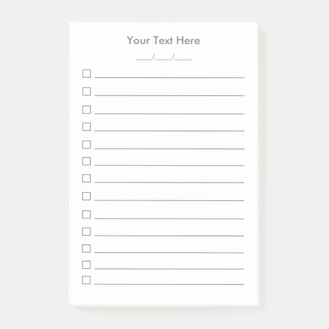 To Do List Personalized Post-it® Notes | White 4x6 (Front)