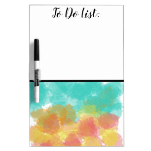To Do List Pink Yellow Turquoise Watercolor Dry Erase Board