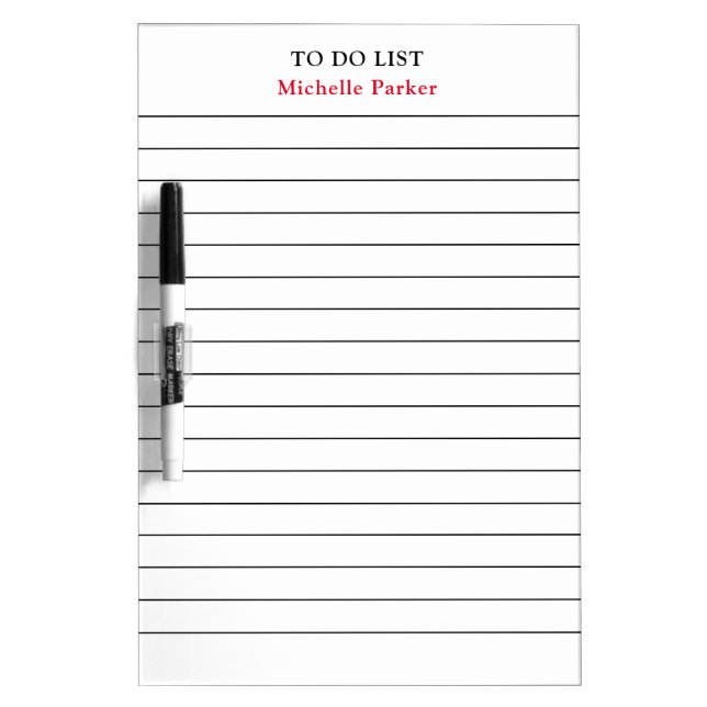 TO DO LIST Plain Minimalist Modern Lined Paper Dry Erase Board (Front)